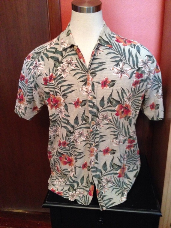 Hawaiian shirt in cotton textured fabric size xlt by RubyMagnolia