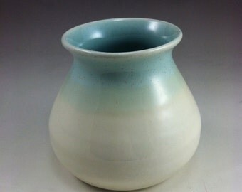 Turquoise and Yellow Wheel Thrown Porcelain Ceramic Vase