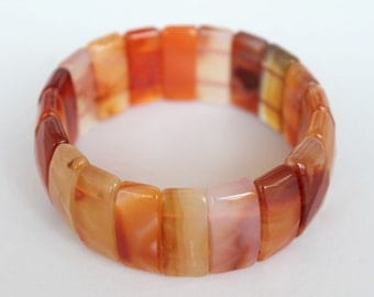 Beautiful High Grade Faceted Carnelian Bangle Bracelet