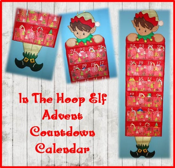 Calendar Embroidery Design : In the hoop advent countdown calendar elf embroidery machine Calendar Embroidery Design : In the hoop advent countdown calendar elf embroidery machine