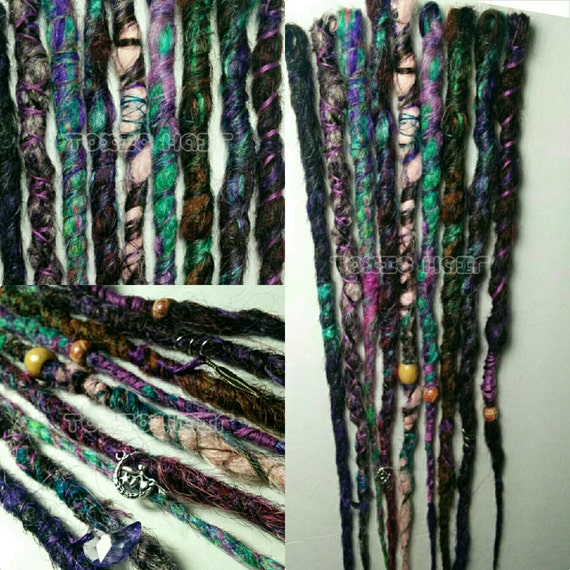 Items similar to Gypsy 7 Crocheted dreads with charms, wrapped bohemian
