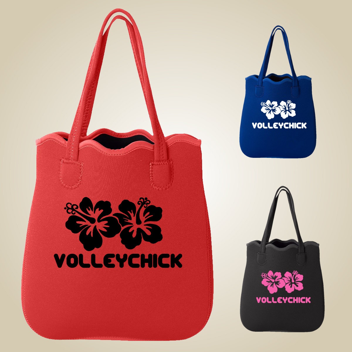 Volleyball Neoprene Tote bag VolleyChick Hibiscus by VolleyChick