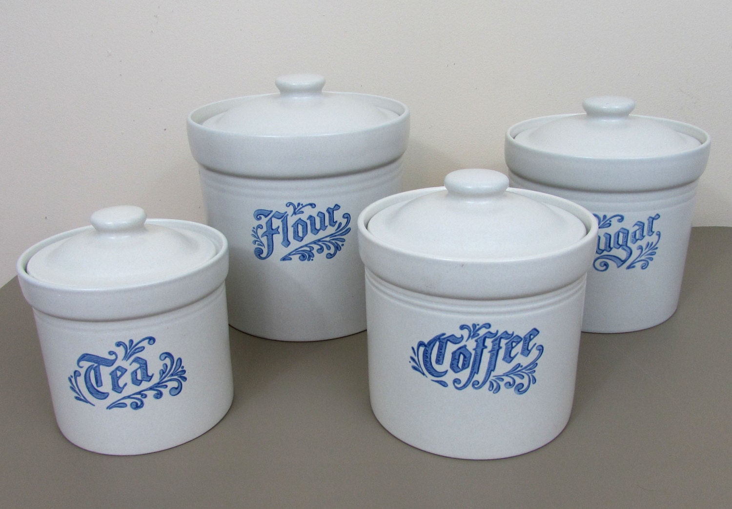 Pfaltzgraff Yorktowne Blue Set of 4 Canisters by JanesVintageToo