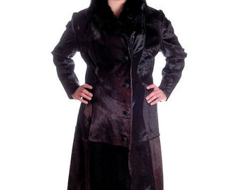 Sale Fabulous Vintage Coat in Pony Fur / 1970s Fur Coat / Brown Trench Coat 70s Provenance