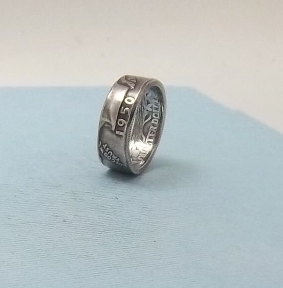 ... ring washington quarter year 1950 size 7 12 90% fine silver jewelry