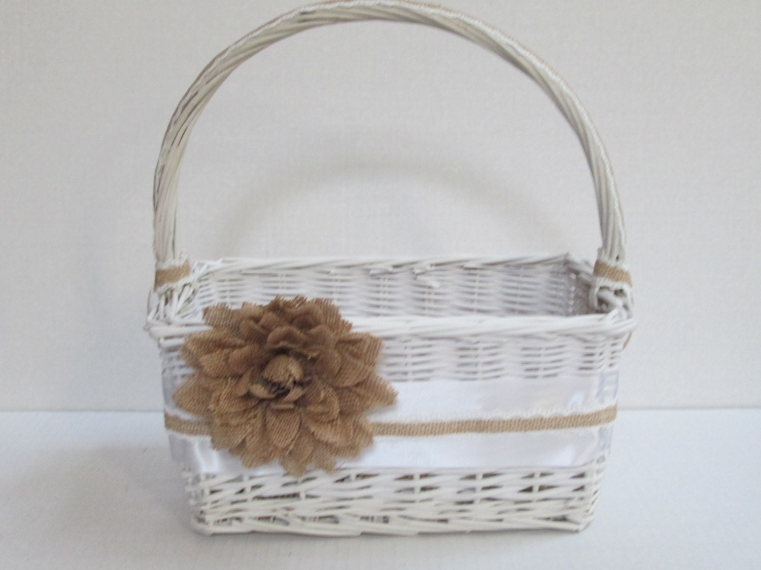 Large white wicker basket for wedding cards or shower cards