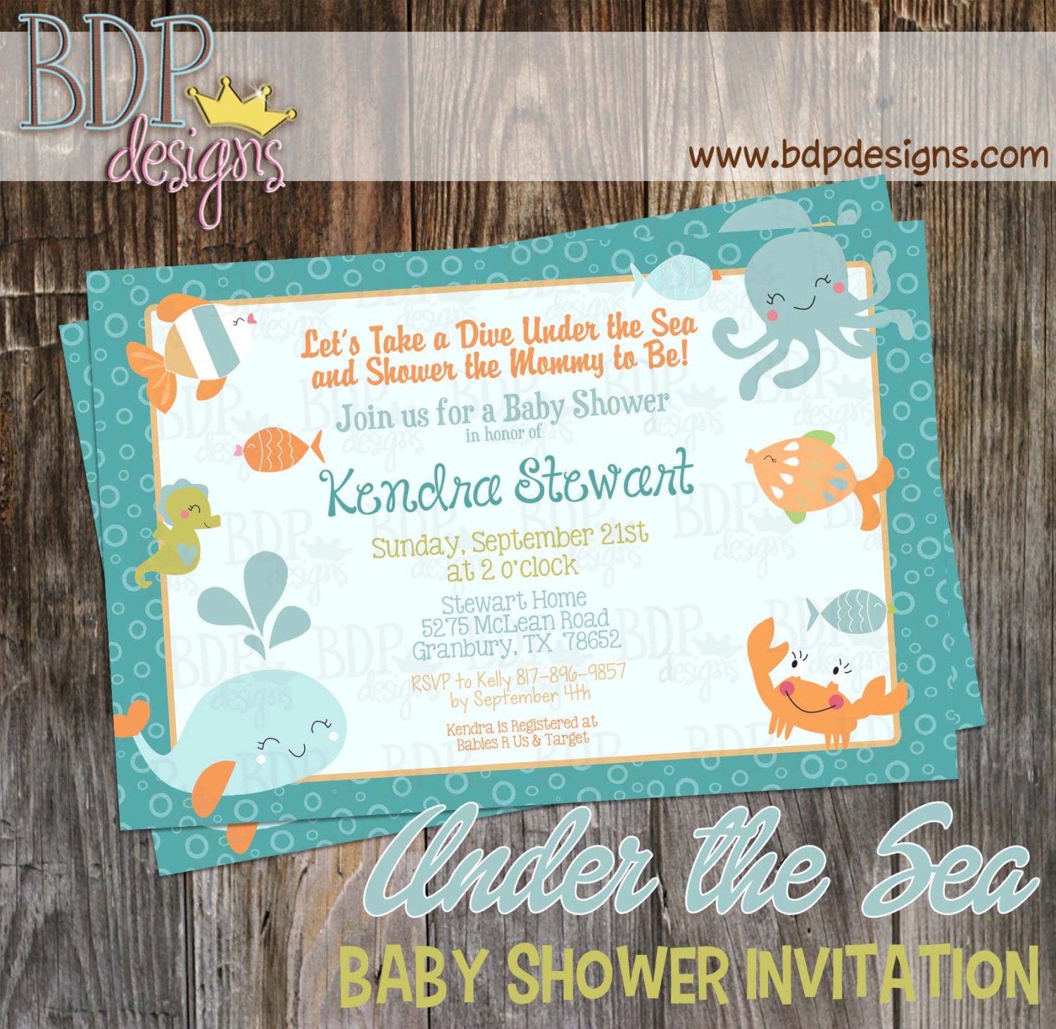 Under the Sea Baby Boy Shower Invitation Digital Download OR