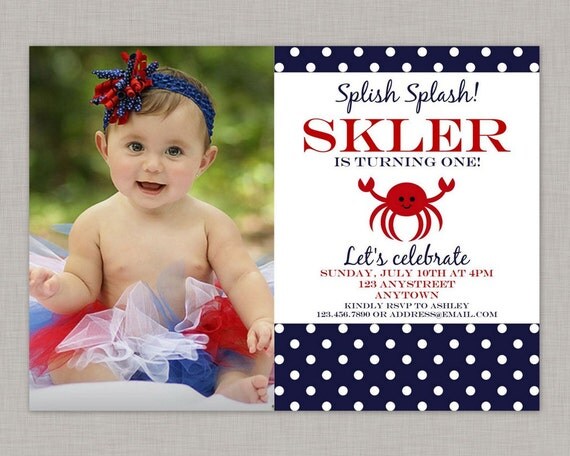 Crab Invitation, Crab Birthday Invitation, Crab Birthday Party, Printable Il_570xn