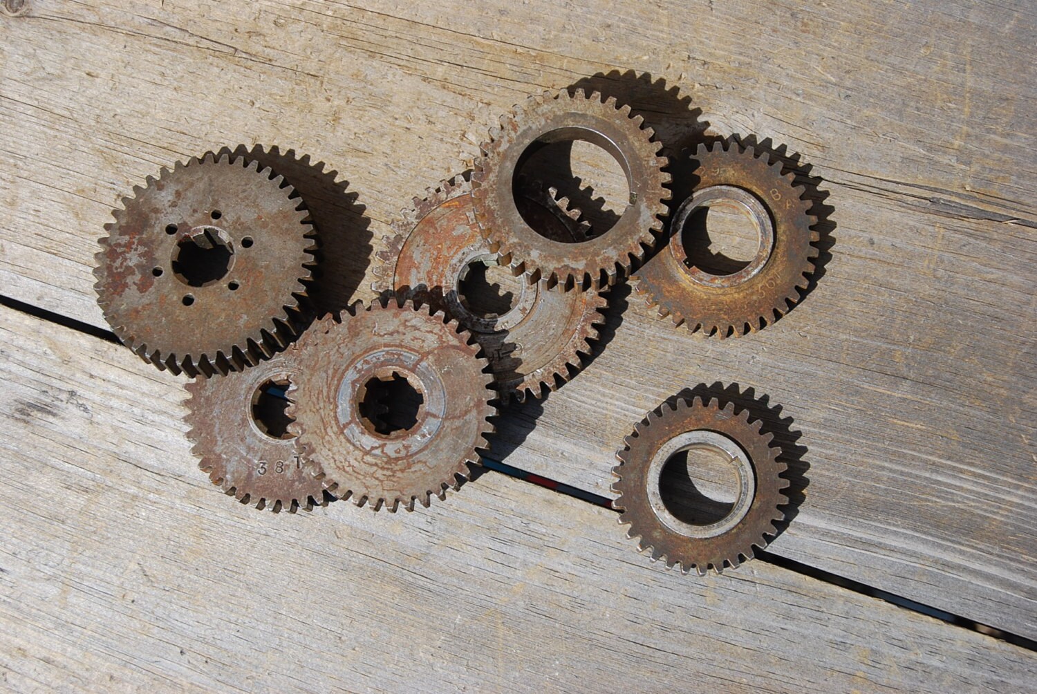 Seven Vintage Industrial Gears by Psychedelphia on Etsy