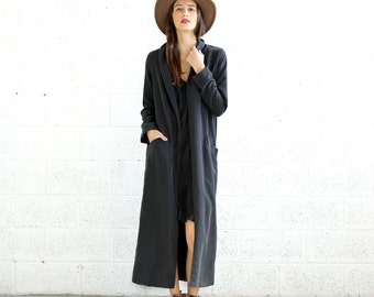 SALE!Maxi Coat- long black coat-black