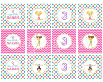 GYMNASTICS cupcake toppers - YOU PRINT