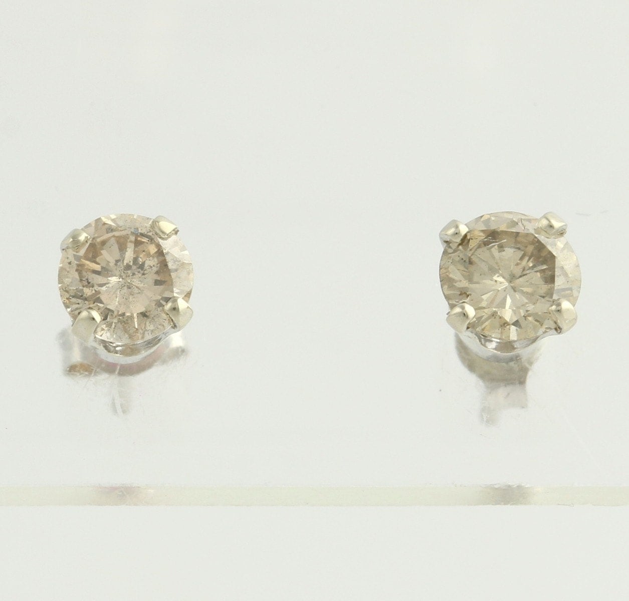 Champagne Diamond Stud Earrings 14k White Gold by WilsonBrothers