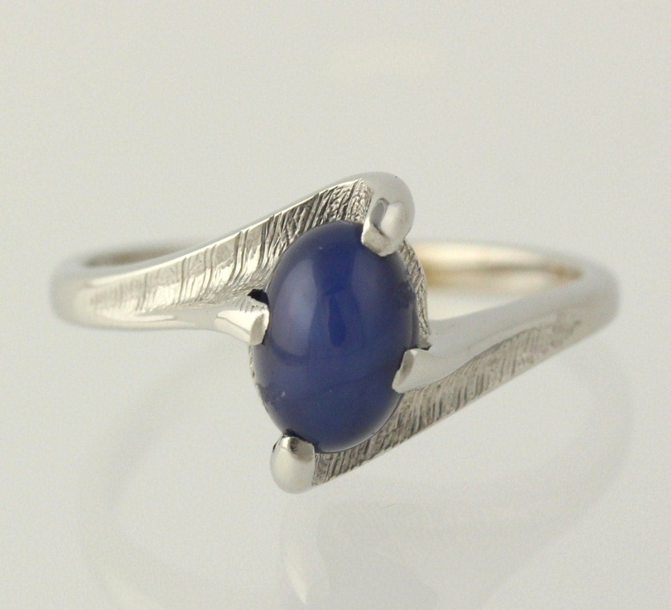 Synthetic Star Sapphire Ring 10k White Gold Small
