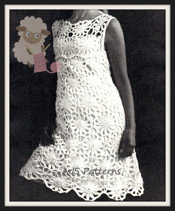 PDF Crochet Pattern for a Flower Motif Dress Retro Chic