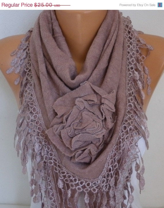 Cowl gifts Gift Scarf Floral bridesmaid Knitted Shawl Lace knitted fatwoman Bridesmaid by