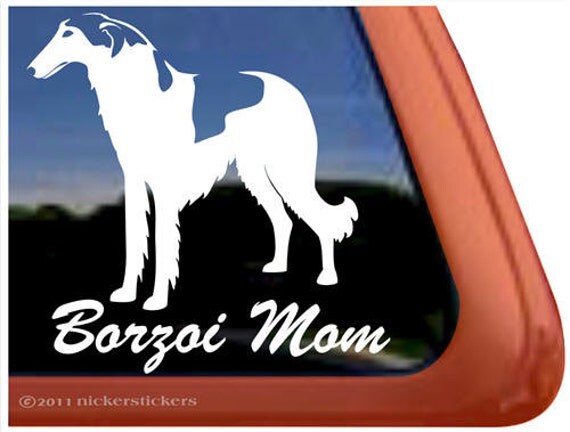 Borzoi Mom ~ DC831MOM ~ High Quality Adhesive Vinyl Borzoi Window Decal Sticker