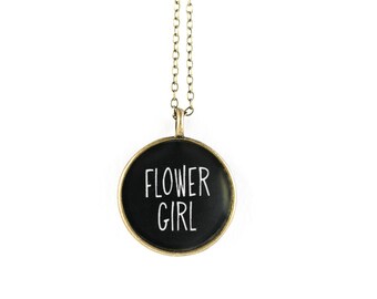 Flower Girl Necklace - Miniature Pendant - Vintage Typewriter Key Inspiration