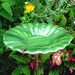 GUY GIFT, Bird Bath, stained glass, Leaf Green, Home Decor, Garden Art, Bird Feeder