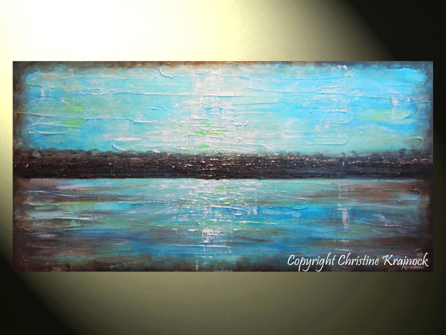 ORIGINAL Art Blue Abstract Painting Brown by ChristineKrainock