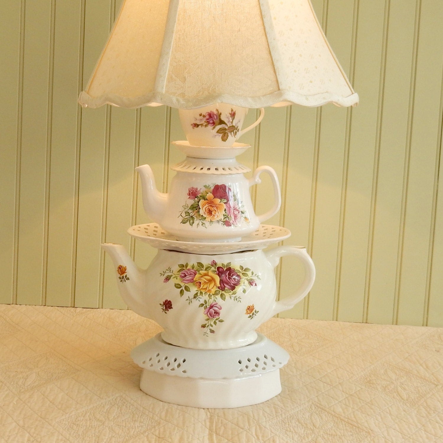 Teapot Lamp Floral Oval Teapots Tea Cup and by ThistleandJug