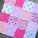 20% Off Summer Sale, On Parade, Pink and Blue and Coral and Lavender Rag Quilt Lovey, Ready toShip
