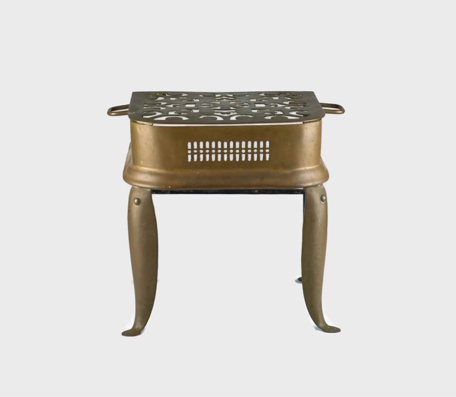 Antique English Pierced Brass Footman Fireplace Trivet