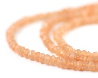 Peach Moonstone Micro Faceted Rondelles 10 Peach Semi Precious Gemstones