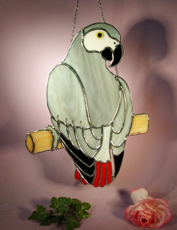 Stained Glass Suncatcher African Grey By Stainedglassbywalter