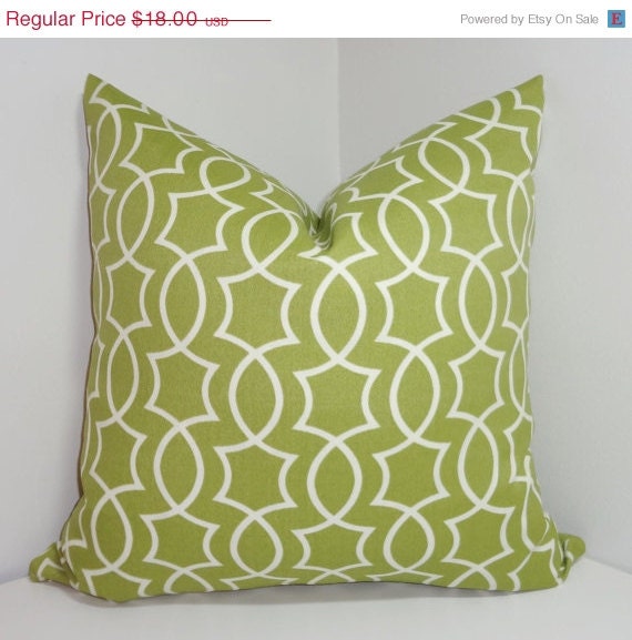 ON SALE OUTDOOR Apple Green Geometric Pillow Cover by HomeLiving