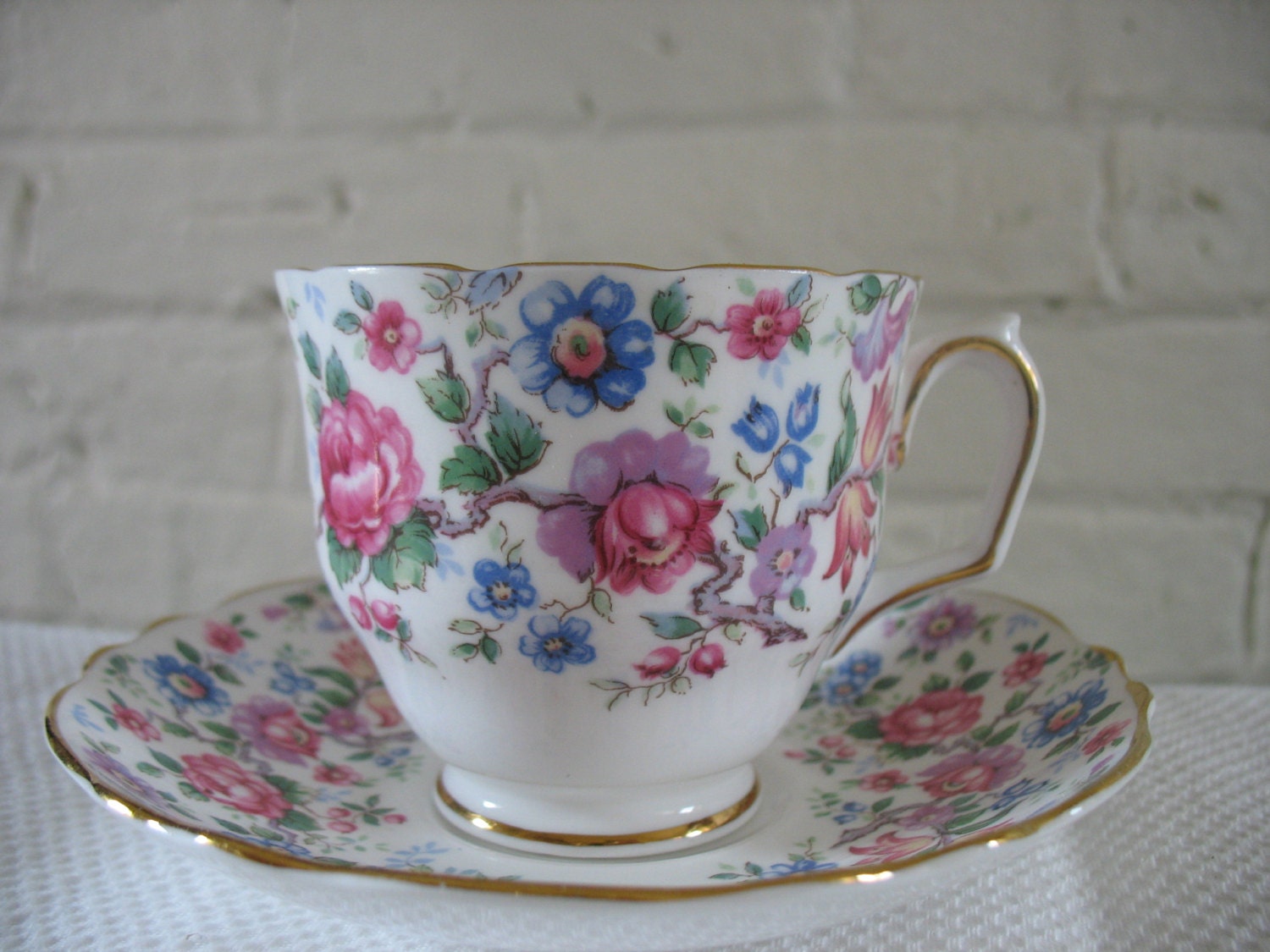 Sale Vintage Staffordshire Bone China Tea Cup Floral England