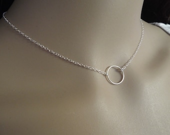 Dainty Silver Circle Necklace Sterling Silver Karma