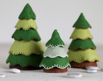 Felt Tree Sewing Pattern – DIY embroidery sewing pattern for felt toy trees – Woodland soft toy tutorial