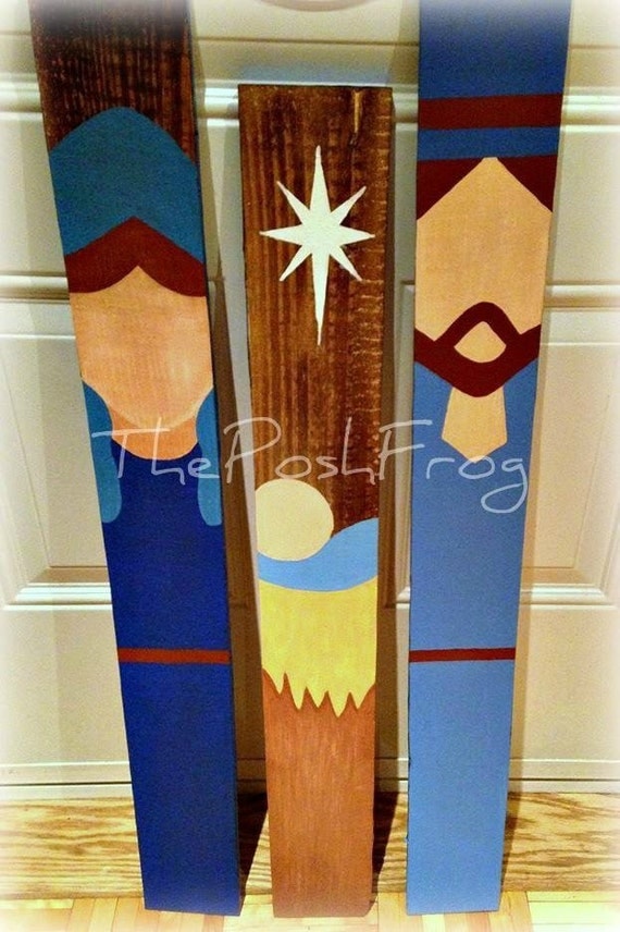 Items similar to Rustic Christmas Nativity Manger Scene 