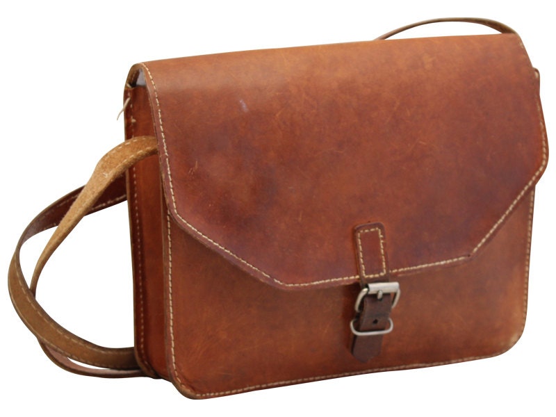 Vintage Brown Leather Cross Body Bag
