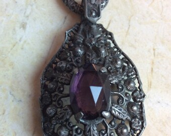 Gothic pendant amethyst and silver