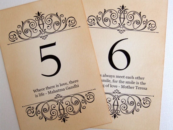  Love  Quote  Wedding  Table  Numbers Vintage Quotes  Table 