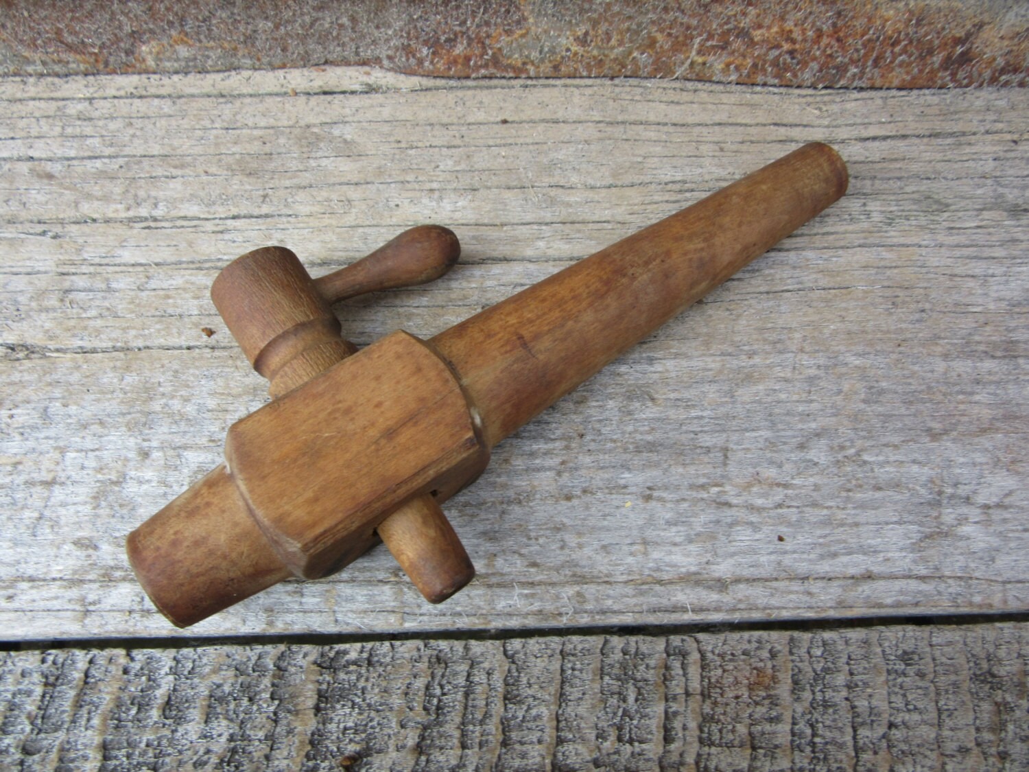 Antique Wood Barrel Tap or Keg Nozzle Valve Handle Old Rustic