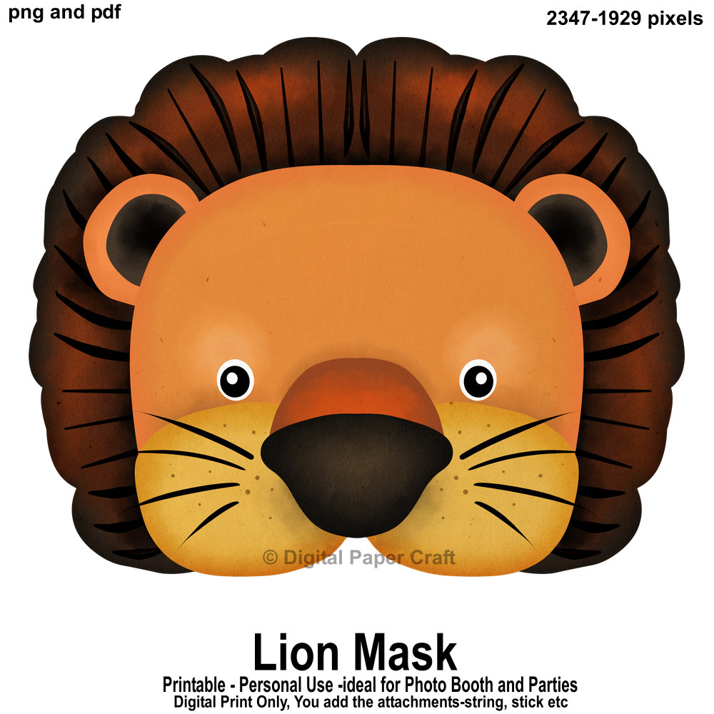 Printable Lion Mask for Photo Booths and Parties Instant