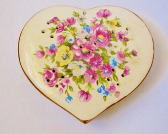 Vintage Heart Shaped Pomander Flowers Pink Blue Yellow Pot Pourri