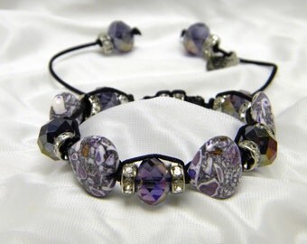 Lavender Bouquet Beaded Braided Bracelet