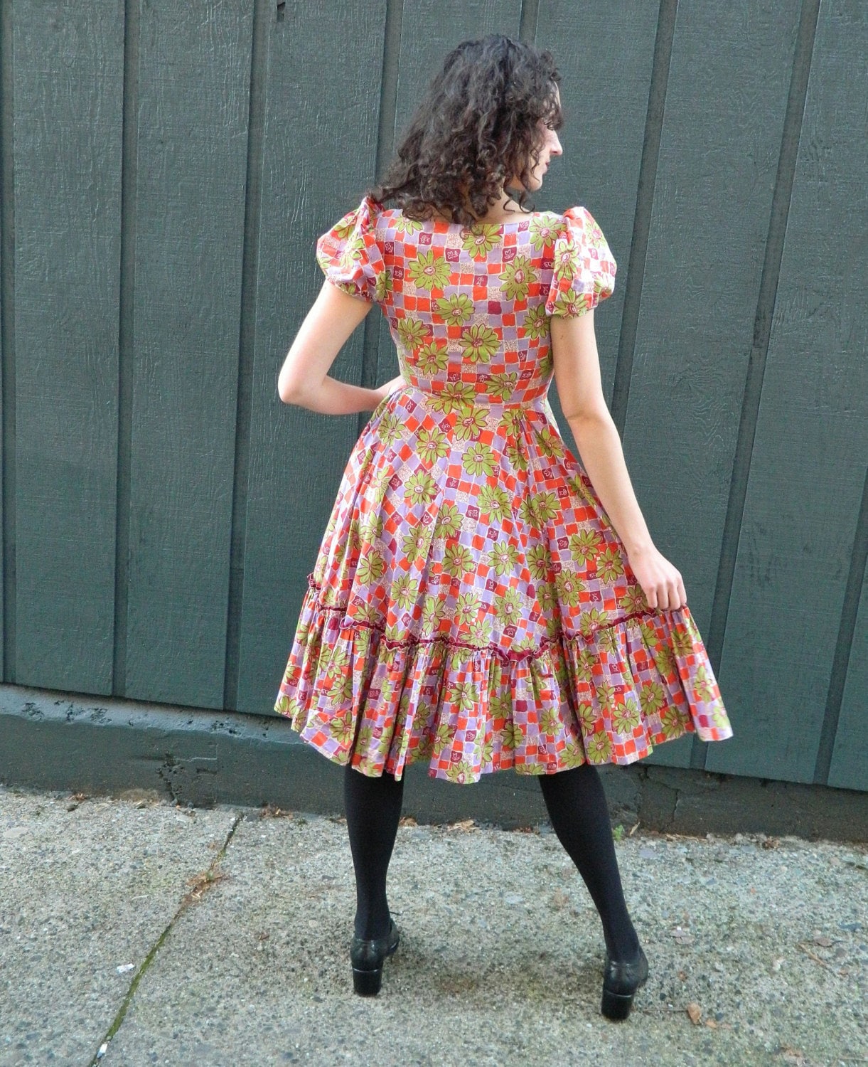 SALE floral country western square dance dress . rockabilly