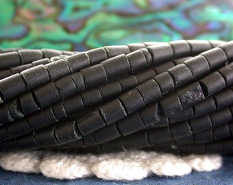 3mm Black Heishi Beads, Hand Crafted Heishi, Serpentine Beads, Semi Precious Stone Beads, Heishi Beads, Black Serpintine Jade Beads SP-261