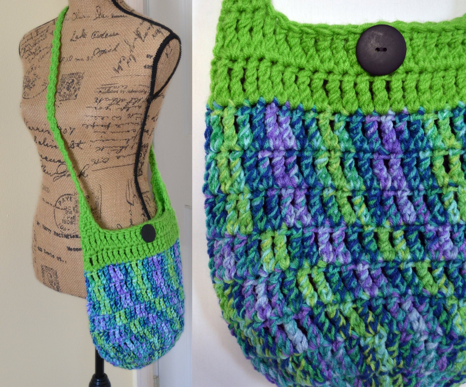 SALE Crochet Cross Body Bag Crochet Hobo Bag Hippie Purse Knit