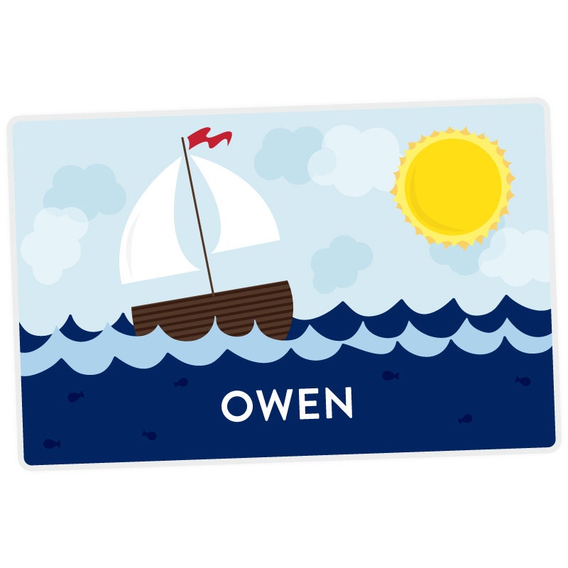 Sailboat Placemat Kids Personalized Placemat Childrens