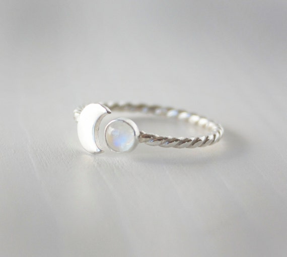 ... ring, twist band, dainty sterling ring, moon ring, zenned out