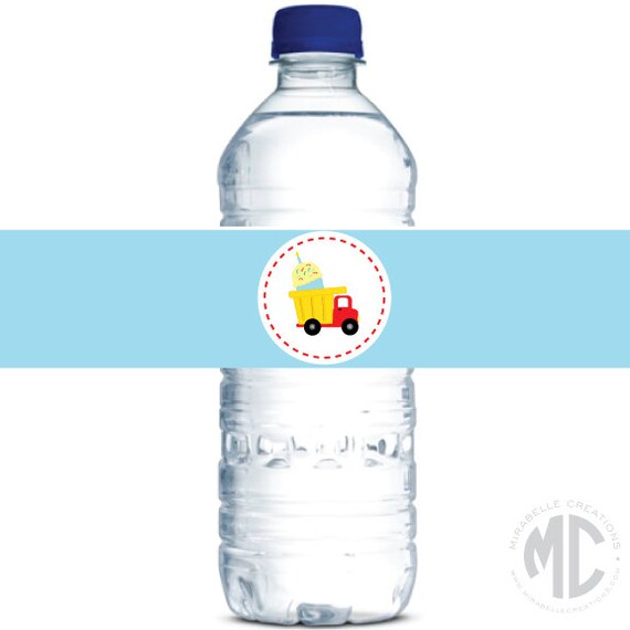 Customizable Water Bottle Labels / Napkin Rings -- Dump Truck Collection -- Mirabelle Creations Il_570xn
