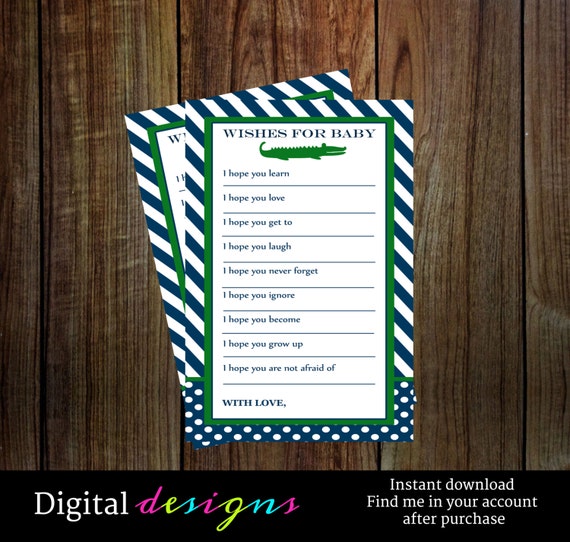 Navy blue wishes for baby boy alligator with stripe and kelly green instant download NO.4803G Il_570xn