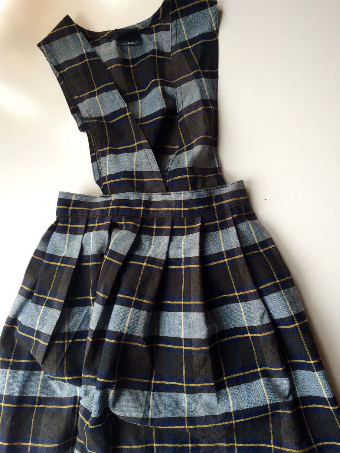 Vintage Plaid school uniform pinafore Dress 6X by FawnVintage01