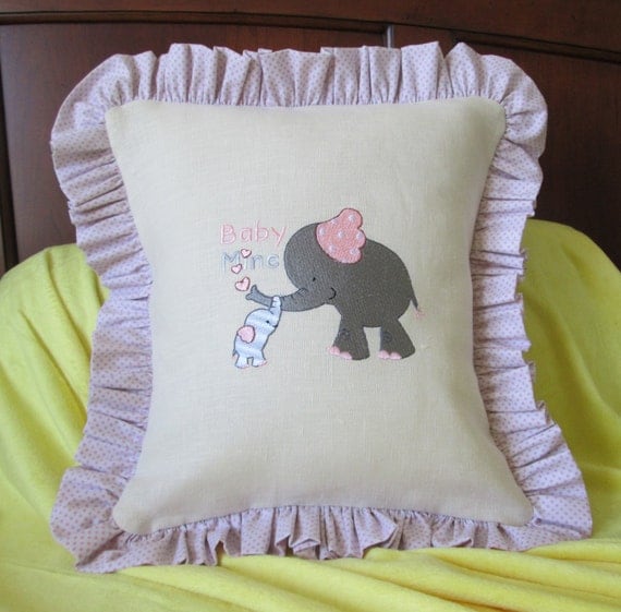 Items similar to Baby Nursery Decorator Pillow, Mama Baby Elephant