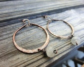 Copper White Quartz Large Metal Hoop Earrings Hippy Boho Beach Fun style Made in Japan by Off on a Whim